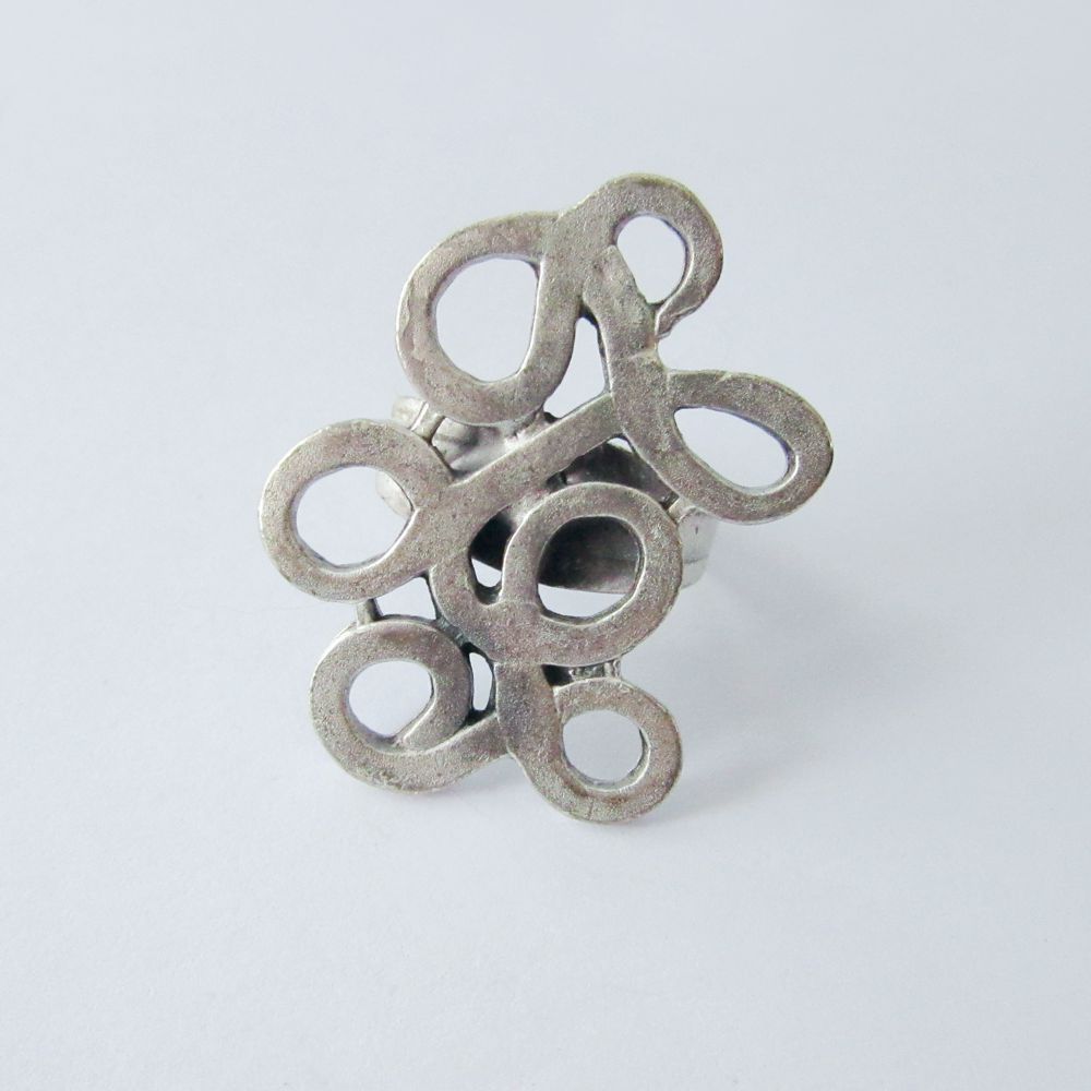 Seraglio Zinc Scroll Design Adjustable Ring - 3553 - Click Image to Close